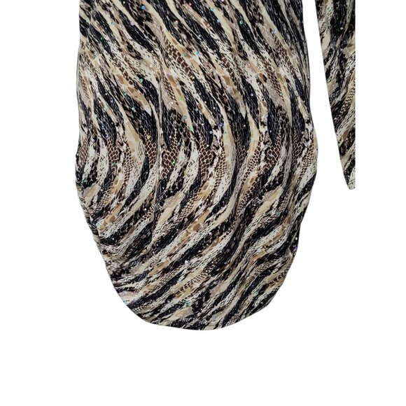 Sequin Embellished One Shoulder Mini Dress Juniors XL Ruched Sides Animal Print - Picture 4 of 11